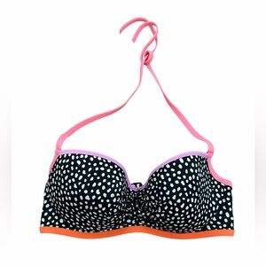Victorias Secret Getaway Halter Bikini Top Black White Purple Pink Womens 32DD